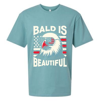 Bald Is Beautiful 4th Of July Usa Patriotic Funny Bald Eagle Sueded Cloud Jersey T-Shirt