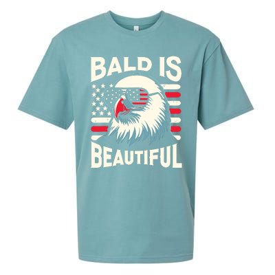 Bald Is Beautiful 4th Of July Usa Patriotic Funny Bald Eagle Sueded Cloud Jersey T-Shirt