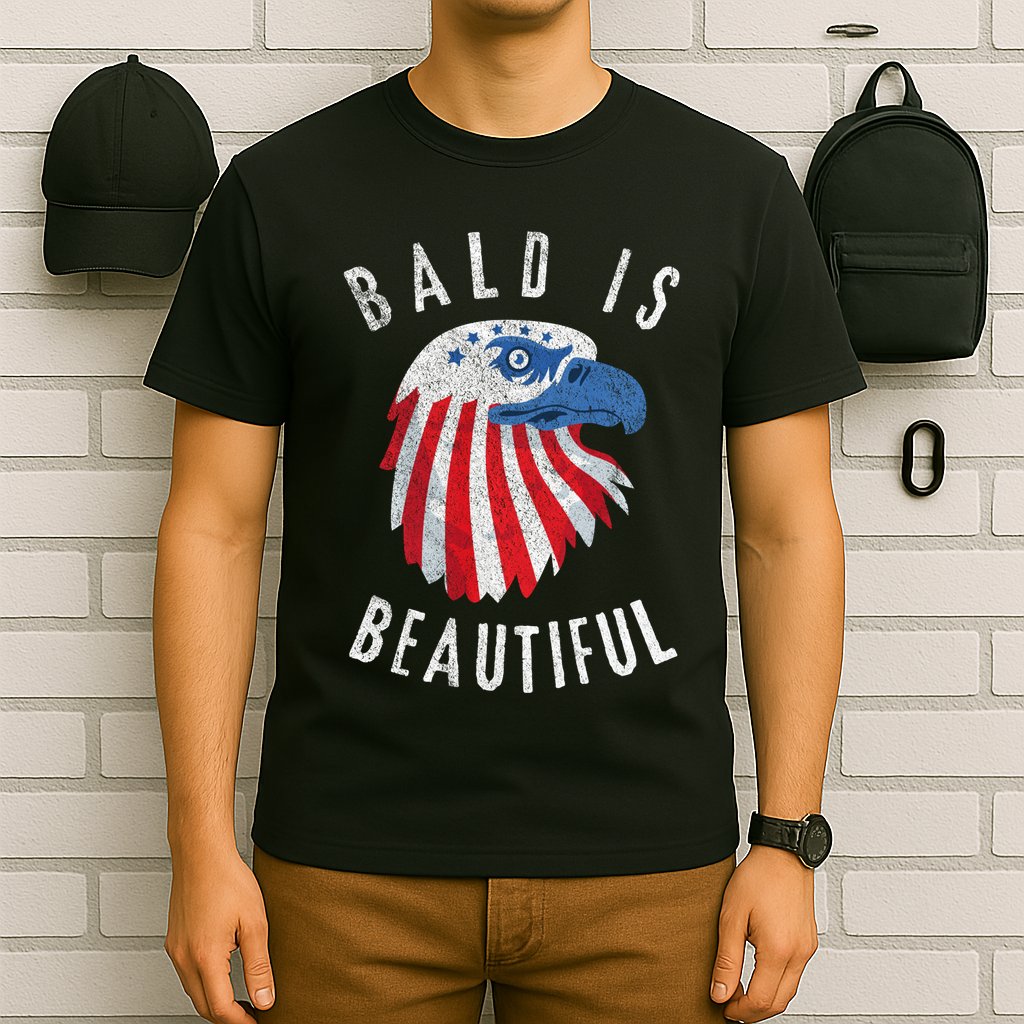 Bald Is Beautiful American Bald Eagle 4th Of July Patriotic T-Shirt