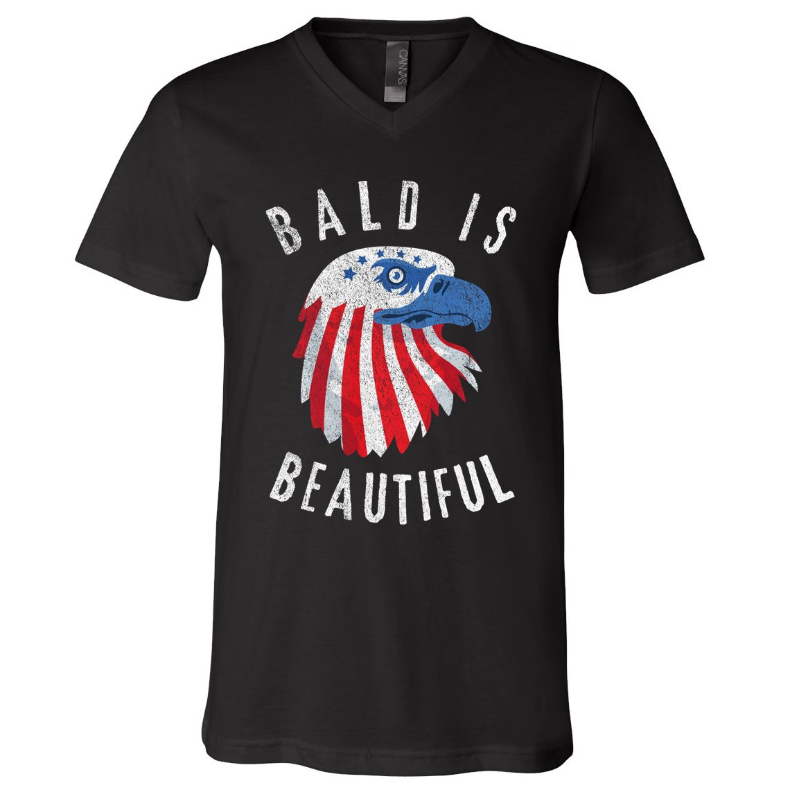 Bald Is Beautiful American Bald Eagle 4th Of July Patriotic V-Neck T-Shirt