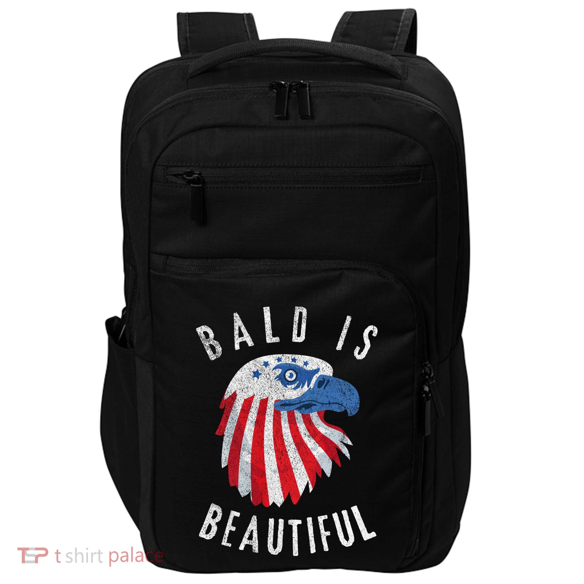 Bald Is Beautiful American Bald Eagle 4th Of July Patriotic Impact Tech Backpack