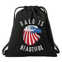 Bald Is Beautiful American Bald Eagle 4th Of July Patriotic Drawstring Bag