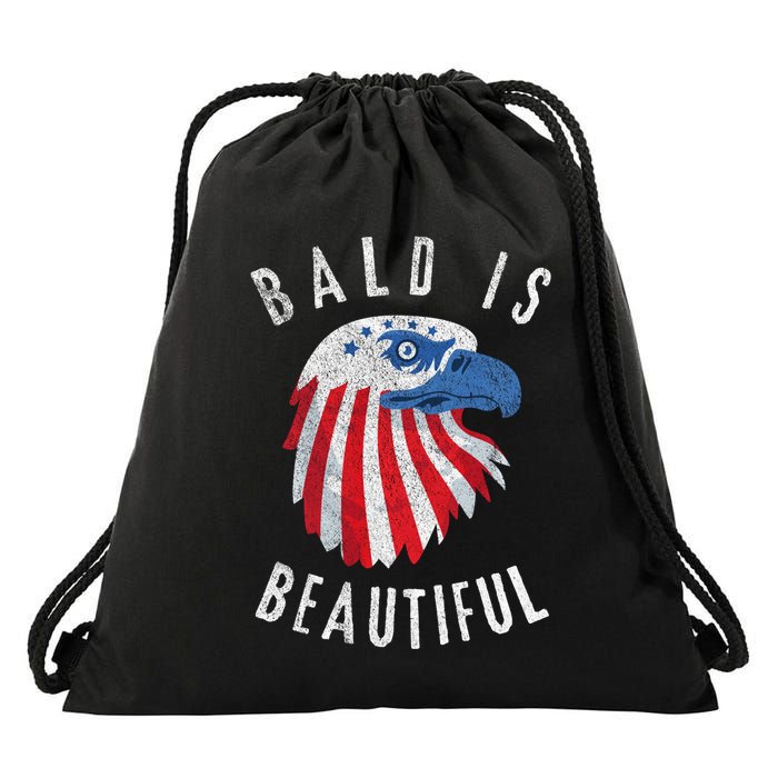 Bald Is Beautiful American Bald Eagle 4th Of July Patriotic Drawstring Bag