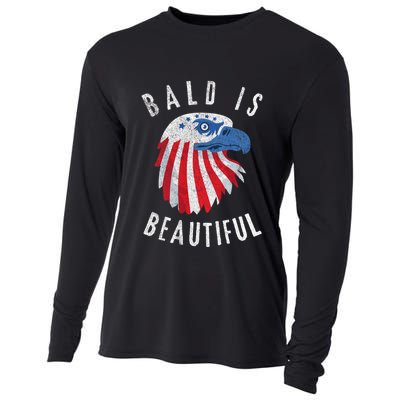 Bald Is Beautiful American Bald Eagle 4th Of July Patriotic Cooling Performance Long Sleeve Crew