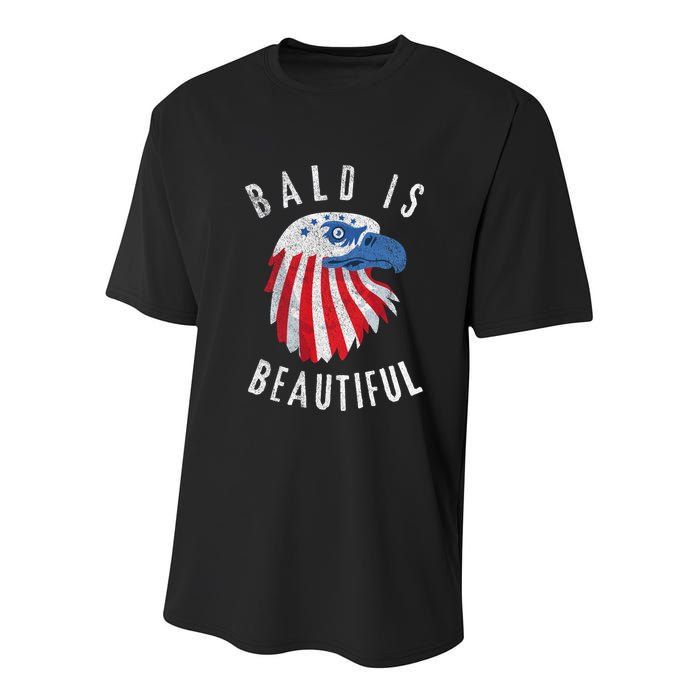 Bald Is Beautiful American Bald Eagle 4th Of July Patriotic Youth Performance Sprint T-Shirt