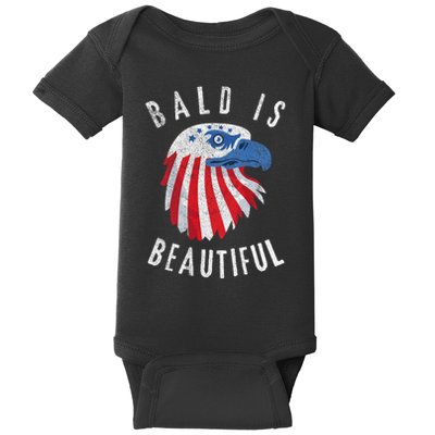 Bald Is Beautiful American Bald Eagle 4th Of July Patriotic Baby Bodysuit