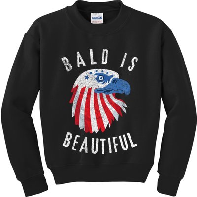 Bald Is Beautiful American Bald Eagle 4th Of July Patriotic Kids Sweatshirt