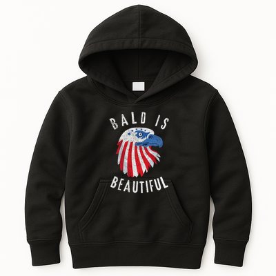 Bald Is Beautiful American Bald Eagle 4th Of July Patriotic Kids Hoodie