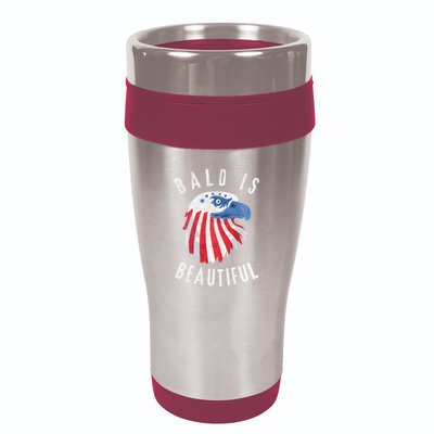 Bald Is Beautiful American Bald Eagle 4th Of July Patriotic 16oz Travel Tumbler