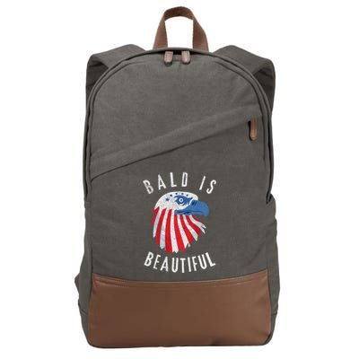 Bald Is Beautiful American Bald Eagle 4th Of July Patriotic Cotton Canvas Backpack