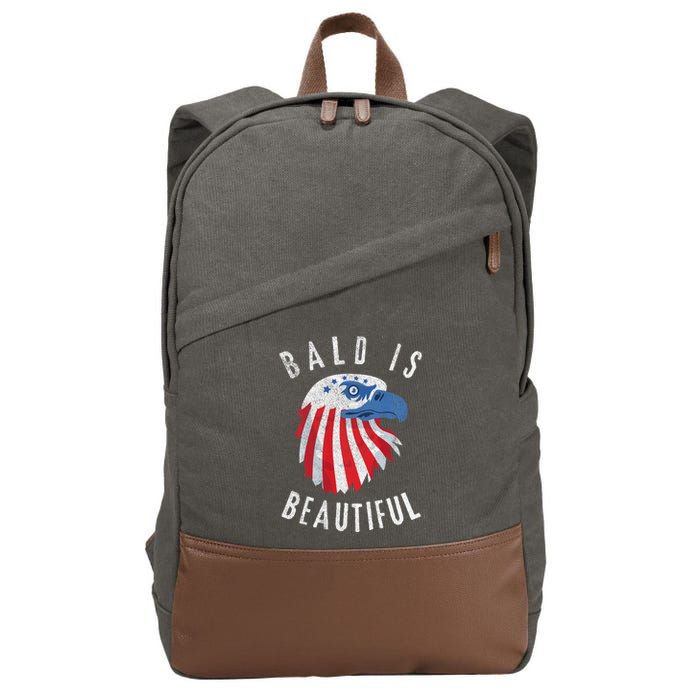 Bald Is Beautiful American Bald Eagle 4th Of July Patriotic Cotton Canvas Backpack