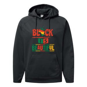 Black Is Beautiful Funny Africa Map Black History Month Performance Fleece Hoodie