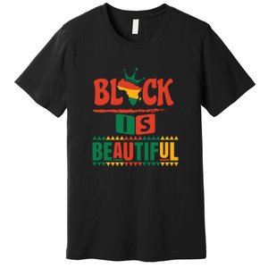 Black Is Beautiful Funny Africa Map Black History Month Premium T-Shirt