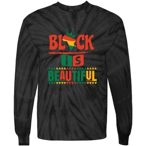 Black Is Beautiful Funny Africa Map Black History Month Tie-Dye Long Sleeve Shirt