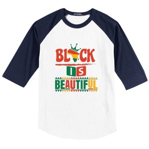 Black Is Beautiful Funny Africa Map Black History Month Baseball Sleeve Shirt