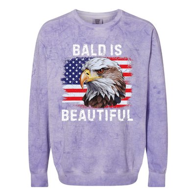 Bald Is Beautiful American Bald Eagle 4th Of July Vintage Colorblast Crewneck Sweatshirt