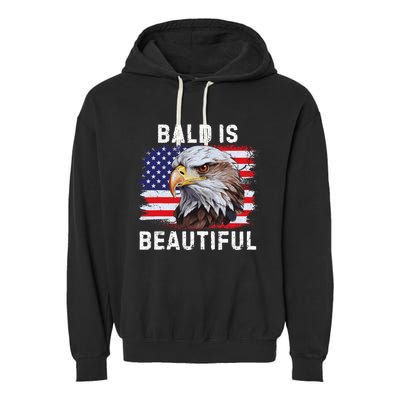 Bald Is Beautiful American Bald Eagle 4th Of July Vintage Garment-Dyed Fleece Hoodie