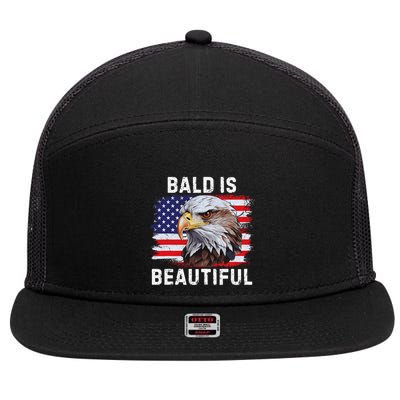 Bald Is Beautiful American Bald Eagle 4th Of July Vintage 7 Panel Mesh Trucker Snapback Hat