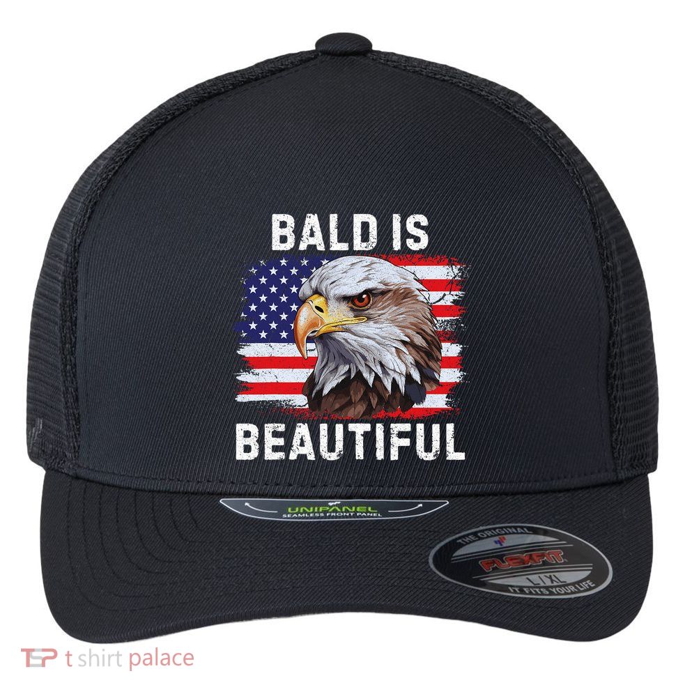 Bald Is Beautiful American Bald Eagle 4th Of July Vintage Flexfit Unipanel Trucker Cap