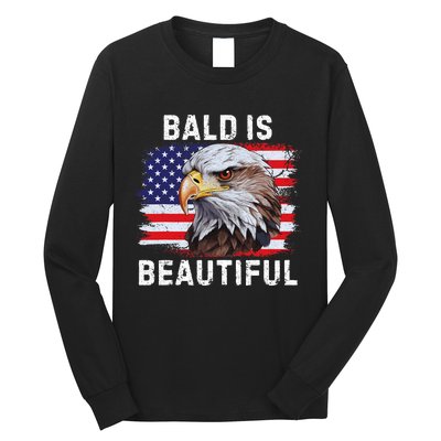 Bald Is Beautiful American Bald Eagle 4th Of July Vintage Long Sleeve Shirt