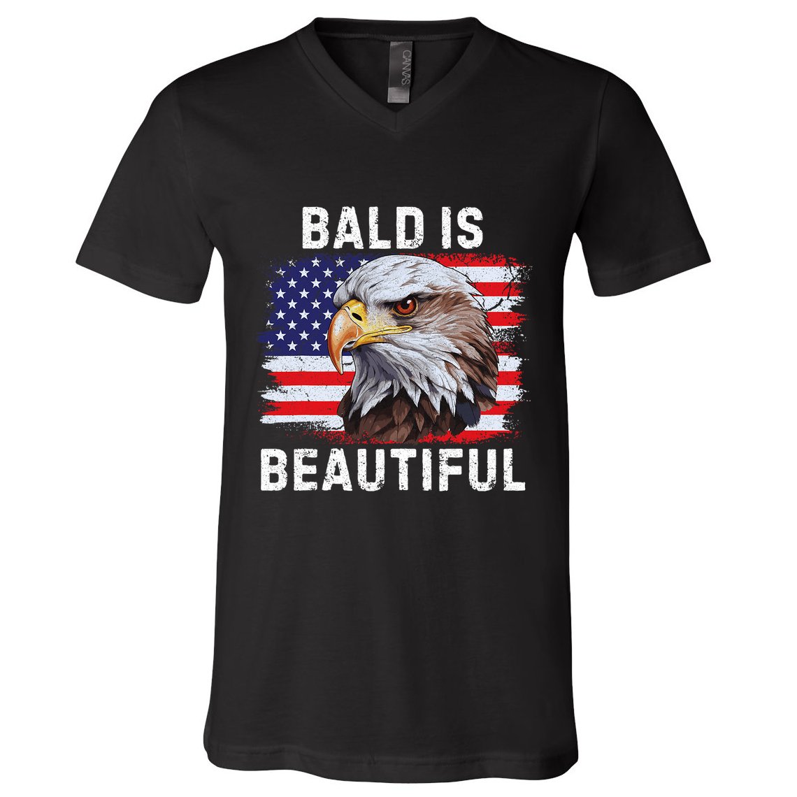Bald Is Beautiful American Bald Eagle 4th Of July Vintage V-Neck T-Shirt