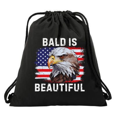 Bald Is Beautiful American Bald Eagle 4th Of July Vintage Drawstring Bag