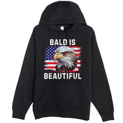 Bald Is Beautiful American Bald Eagle 4th Of July Vintage Premium Pullover Hoodie