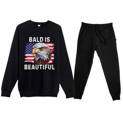 Bald Is Beautiful American Bald Eagle 4th Of July Vintage Premium Crewneck Sweatsuit Set