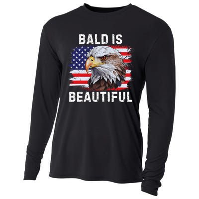 Bald Is Beautiful American Bald Eagle 4th Of July Vintage Cooling Performance Long Sleeve Crew