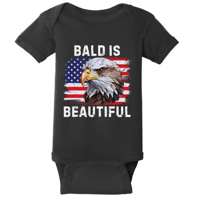 Bald Is Beautiful American Bald Eagle 4th Of July Vintage Baby Bodysuit
