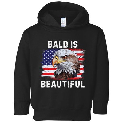 Bald Is Beautiful American Bald Eagle 4th Of July Vintage Toddler Hoodie