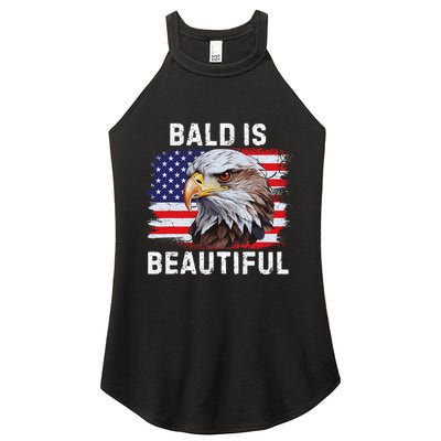 Bald Is Beautiful American Bald Eagle 4th Of July Vintage Women's Perfect Tri Rocker Tank