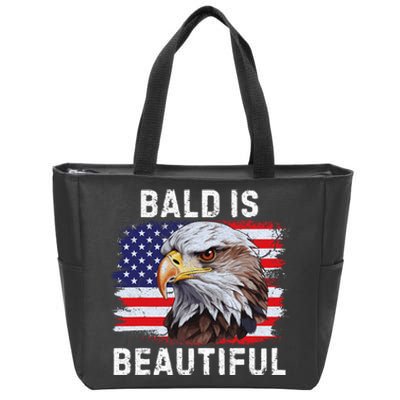 Bald Is Beautiful American Bald Eagle 4th Of July Vintage Zip Tote Bag