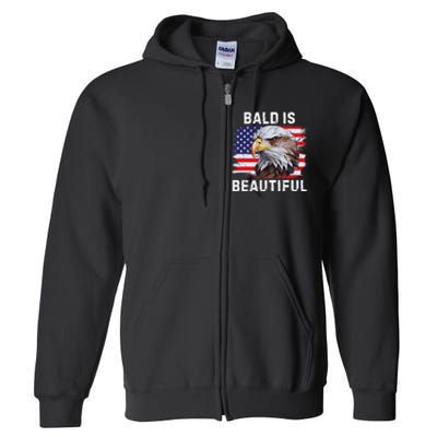 Bald Is Beautiful American Bald Eagle 4th Of July Vintage Full Zip Hoodie