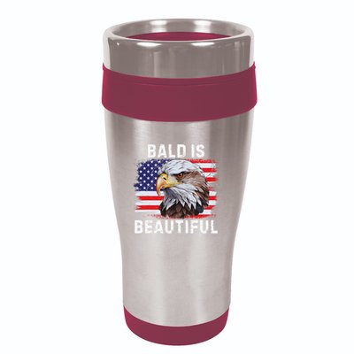 Bald Is Beautiful American Bald Eagle 4th Of July Vintage 16oz Travel Tumbler