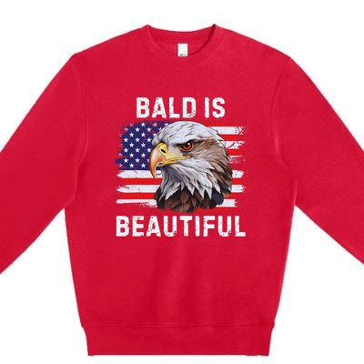 Bald Is Beautiful American Bald Eagle 4th Of July Vintage Premium Crewneck Sweatshirt