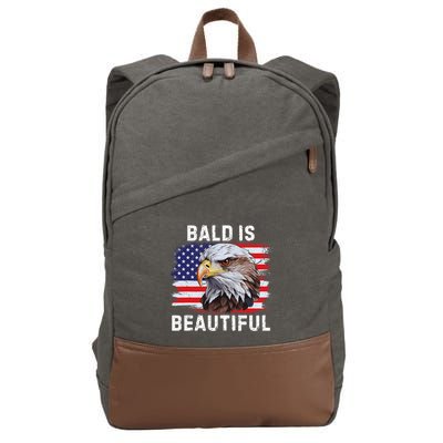 Bald Is Beautiful American Bald Eagle 4th Of July Vintage Cotton Canvas Backpack