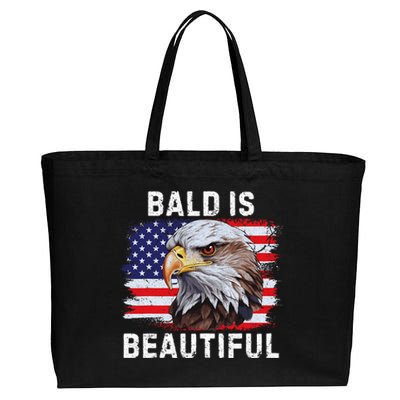 Bald Is Beautiful American Bald Eagle 4th Of July Vintage Cotton Canvas Jumbo Tote