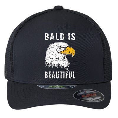 Bald Is Beautiful Gift Patriotic Bald Eagle Gift Flexfit Unipanel Trucker Cap