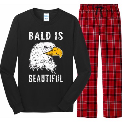 Bald Is Beautiful Gift Patriotic Bald Eagle Gift Long Sleeve Pajama Set