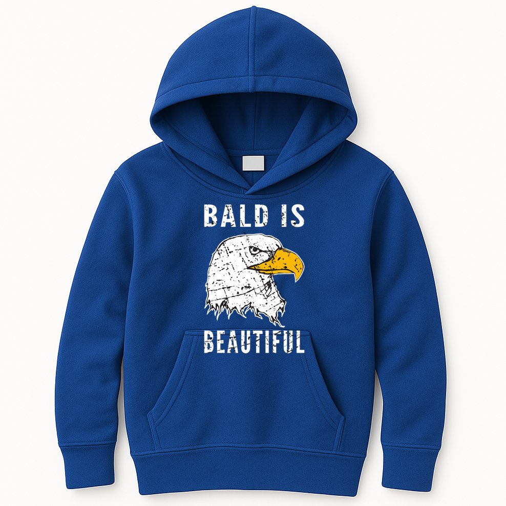 Bald Is Beautiful Gift Patriotic Bald Eagle Gift Kids Hoodie