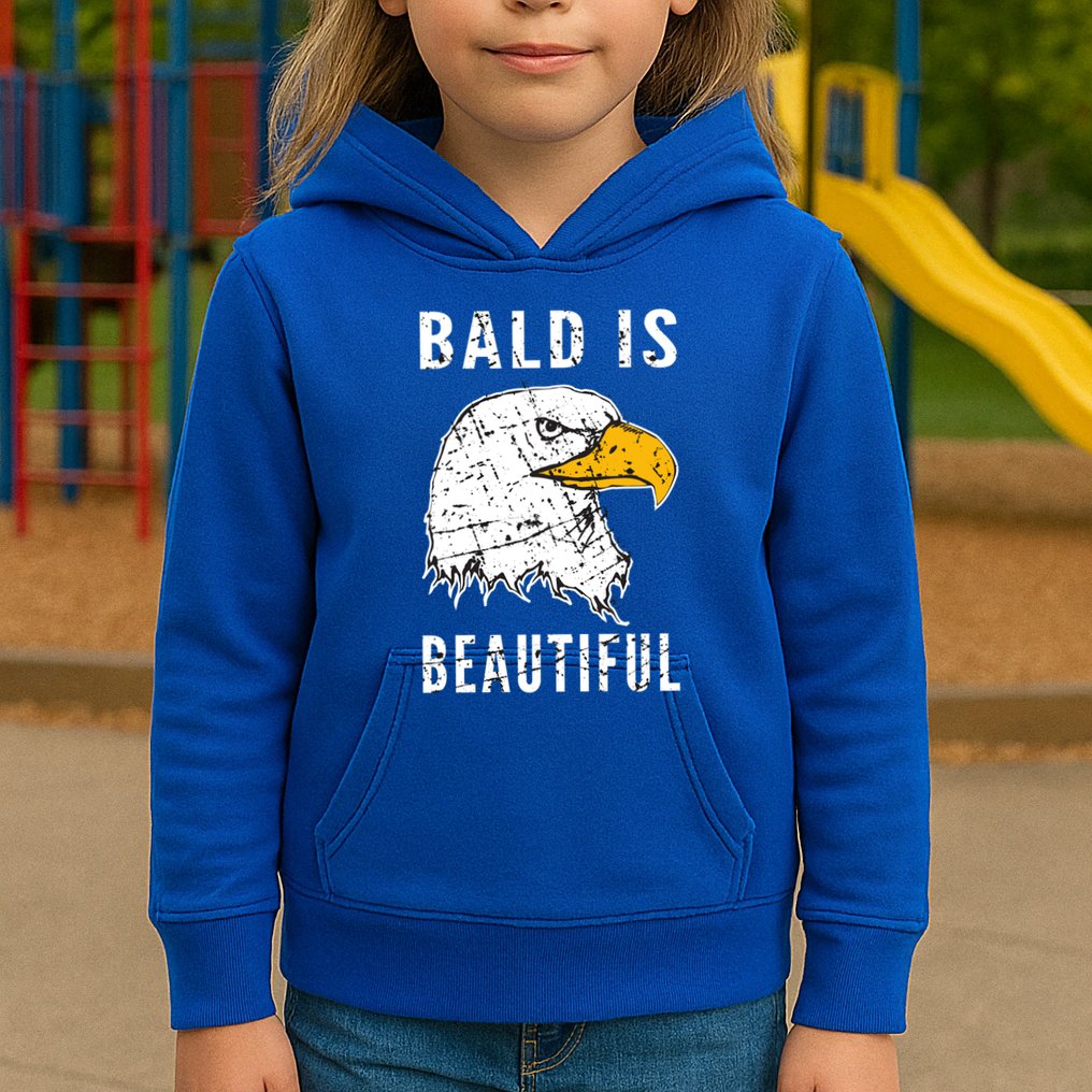 Bald Is Beautiful Gift Patriotic Bald Eagle Gift Kids Hoodie