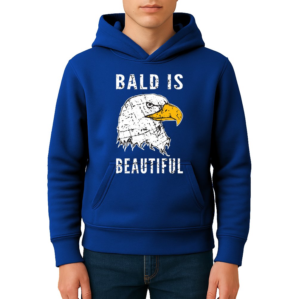 Bald Is Beautiful Gift Patriotic Bald Eagle Gift Kids Hoodie