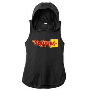 Born In Burque Albuquerque New Mexico Zia Sun Souvenir Ladies PosiCharge Tri-Blend Wicking Draft Hoodie Tank