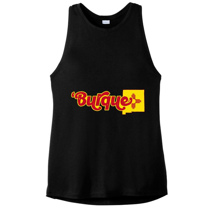 Born In Burque Albuquerque New Mexico Zia Sun Souvenir Ladies PosiCharge Tri-Blend Wicking Tank