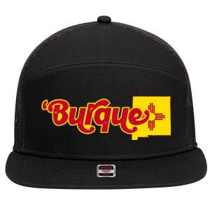 Born In Burque Albuquerque New Mexico Zia Sun Souvenir 7 Panel Mesh Trucker Snapback Hat