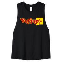 Born In Burque Albuquerque New Mexico Zia Sun Souvenir Women's Racerback Cropped Tank