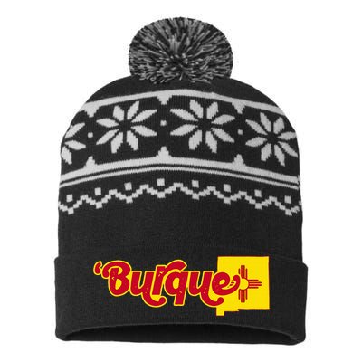 Born In Burque Albuquerque New Mexico Zia Sun Souvenir USA-Made Snowflake Beanie