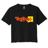 Born In Burque Albuquerque New Mexico Zia Sun Souvenir Women's Crop Top Tee