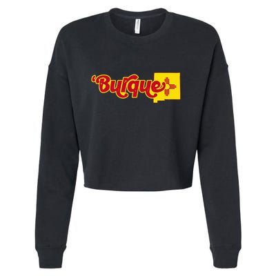 Born In Burque Albuquerque New Mexico Zia Sun Souvenir Cropped Pullover Crew